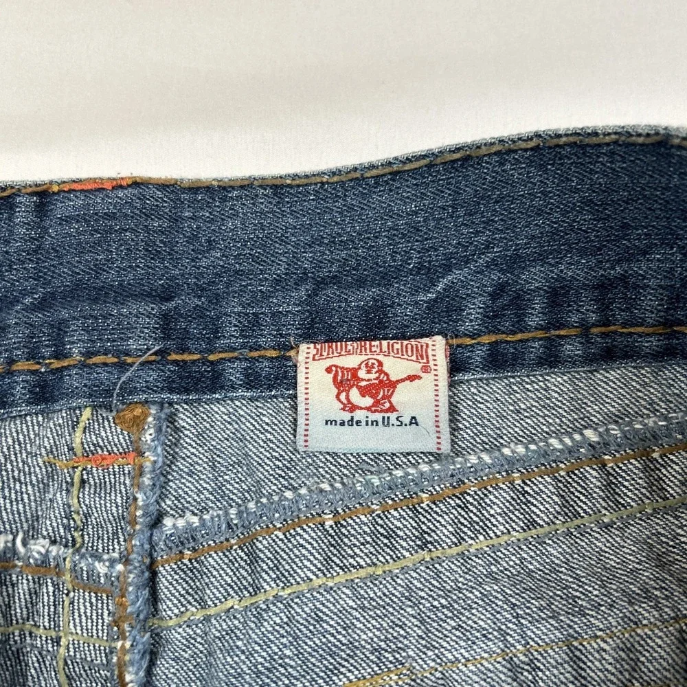 VTG True Religion Billy Super T Jeans 38x32 Made In USA Blue Denim Flare Bootcut